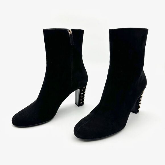 GUCCI Melville Black Suede Boots Size 39.5 US 9.5 Studded Heeled Bootie - Picture 14 of 14